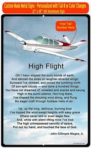 High Flight HD Airplane SIGN-HIGHFLIGHT-AIR2552FEV35A-BURG1 - Personalized with - Picture 1 of 2
