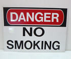 Metal Danger No Smoking Sign 14"x 10" white backing