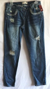*NEW* No Boundaries Juniors Girls Skinny Jean, Ripped and Sequins, Size 11 - Picture 1 of 8