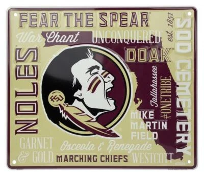 Florida State University Seminoles Fan Cloud Sign 14 x 12 Metal Embossed Decor - Image 1 of 4