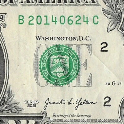 JUNE 24 2014 Birthday Date Note Fancy Serial Number One Dollar Bill 06 24 2014 - Image 1 of 4