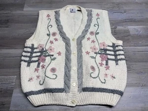 Cárdigan Floral Cottagecore Vintage Años 80 Camp Cod Abuela Suéter Chaleco Mujer Talla L - Imagen 1 de 7