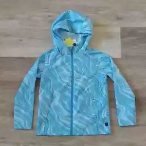 NWT All in Motion Youth Girls Full Zip Hooded Rain Jacket Blue Size XS - Picture 1 of 9
