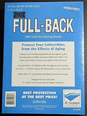 50 E. Gerber FULL-BACK Silver 100% Acid Free 35 PT Archival Comic Boards 750FB