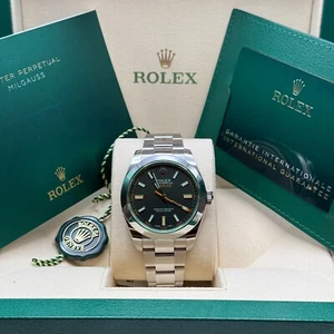 Rolex Milgauss 116400GV 2020 DISCONTINUED Black Dial Green Crystal - Complete - Picture 1 of 8