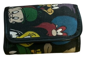 Looney Tunes Wallet Mens Canvas Cartoons Daffy Elmer Tweety Clean 5”L Vtg 1993 - Picture 1 of 8