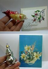Fish and Snowman VTG SOVIET  GLASS ORNAMENT DECORATION Christmas TOY New Yer 