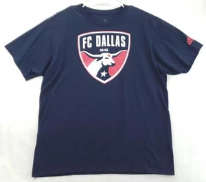 Adidas FC Dallas Shirt Men XL Blue Short Sleeve Crew Neck The Go-To Tee Pullover - Picture 1 of 9