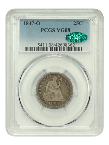 1847-O 25c PCGS/CAC VG-08 Cover