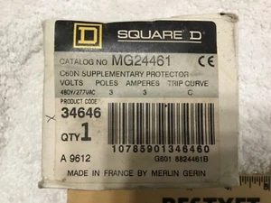 New SQUARE D MG24461 Supplementary Protector 480 V, 3 Poles 3 Amps Trip Curve C - Picture 1 of 6