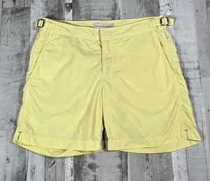 Orlebar braune Badeshorts Herren 30 gelb OB klassische Bulldogge Strand Schnalle Rivera - Bild 1 von 16