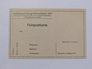 Deutsches Reich Feldpostkarte Sachsen Landessammlung Heimatdank 1917 - Picture 1 of 5
