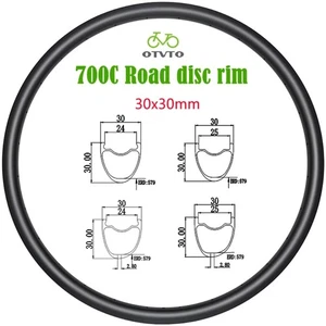 Llanta de carbono para bicicleta grava 700c 30 mm*30 mm simétrica asimétrica 20-32 agujeros  - Imagen 1 de 16
