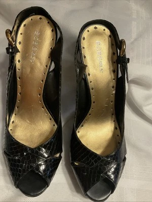 Womens BCBGirls Black Peep Toe Adjustable High Heels Sz 10B - Image 1 of 4