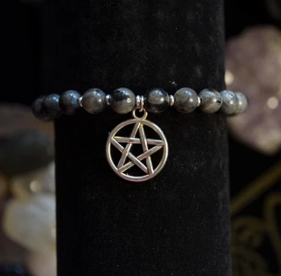 Handmade Labradorite Pentagram Bracelet Witchy Protection Amulet Pagan Jewelry - Image 1 of 4