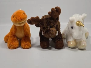 Aurora Dinosaurier, Elch, Einhorn Plüsch Menge 3 Stofftiere mit Pellets EUC - Bild 1 von 22