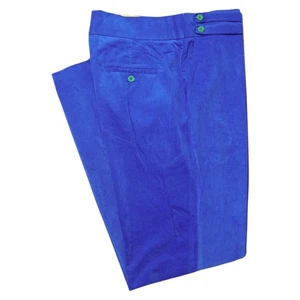 Mens 36 Gurkha Pants Royal Blue Corduroy High Waist Trousers Flat Front Straight - Picture 1 of 7