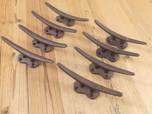 8 Cleat Boat Hooks Handles Pulls Cast Iron Dock Nautical Decor Rustic Finish - Picture 1 of 7