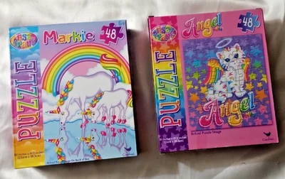 lote de 2 nuevos rompecabezas Lisa Frank Inc: Angel Kitty & Markie unicornio - 48 piezas ea Foto 1 de 3