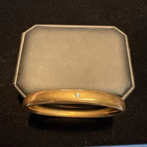 14k Yellow Gold 14.4g Bangle W/Diamond No Hinge Slide On One piece 2 5/8" ID - Picture 1 of 20