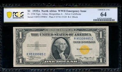 AC $1 1935A North Africa R-C block PCGS 64 Fr 2306 - Image 1 of 2