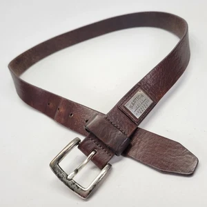 Nautica Khaki Leder Gürtel 38 Full Grain Pebbled Badge Braun Distressed - Bild 1 von 16