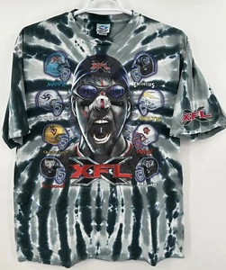Vintage XFL Teams Liquid Blue Tie Dye T Shirt Blue 2XL Football League Y2K - Picture 1 of 6