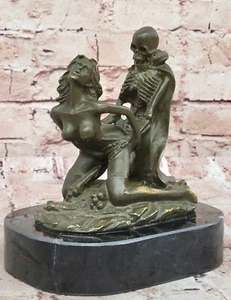 Escultura de bronce estatua de esqueleto desnudo erótico hecho a mano obras de arte de Halloween - Imagen 1 de 10