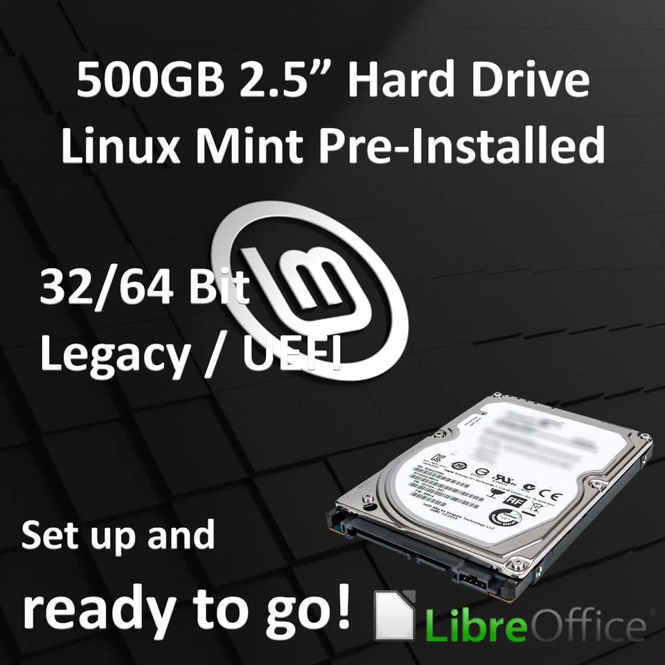 Hard Drive Linux Mint Installed 32 64 Bit Office Laptop Desktop SATA SSD HDD m.2 - Image 1 of 2
