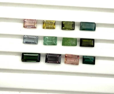 Lote de 7 piedras preciosas sueltas de corte baguette de turmalina múltiple natural 4*6-4*9 mm 5 quilates Foto 1 de 4