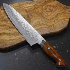 Japanese Katayama Super Gold 2 Damascus Gyuto Chef Knife 210mm Ironwood - Japan - Picture 1 of 15