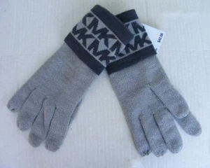 Michael Kors Gloves Heather Gray Charcoal MK Signature Logo Winter Knit NEW $42 - Picture 1 of 5