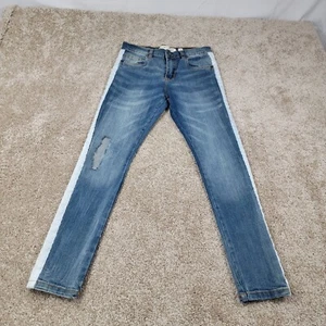 Evoluton In Design Jeans Denim White Stripe Distressed Kids Size 12 - Picture 1 of 7