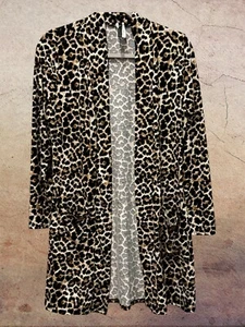 MOA Collection Animmal Print Overcoat Jacket Size L Long Sleeve - Picture 1 of 5