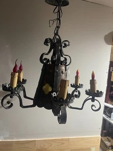 Gothic Arts & Crafts Chandelier Medieval 6 Light Hanging Swag Lamp METAL DESIGN - Picture 1 of 14