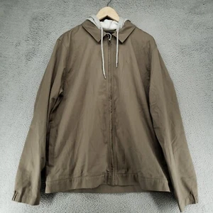 Volcom Baia Park Lightweight Jacket Mens L Taupe Hoodie Full Zip Pockets - Picture 1 of 17