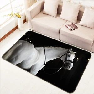 3D Tier Weiß Pferd M12456 Spiel Teppich Mat Elegant Foto Teppich Romy - Bild 1 von 5