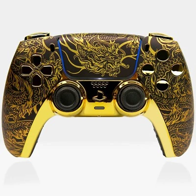 Golden Dragon PS5 Controller Killscreen Esports Custom Gold Remote Pro DualSense - Image 1 of 4