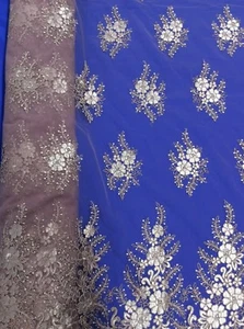 Hardy'sTextile100%Poly Tulle Fabric Embroidered Flowers DIY Bridalwear Dress TOP - Picture 1 of 5