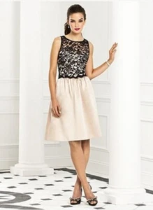 After Six 6656...Sleeveless, Cocktail Length dress....Palomino / Black....Size 8 - Picture 1 of 6