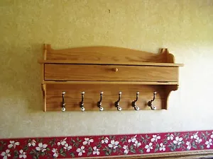 Coat Rack Glove Storage Oak Wall Shelf 48" - Picture 1 of 6