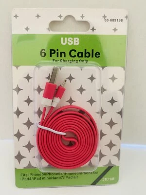 USB 6 Pin Pink 3ft/1M Cable *for Charging Only* (For iPhone and iPad) - Image 1 of 4