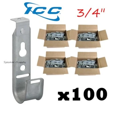 ICC 100 Pack 3/4" J-Hook Lip Ceiling Mount Route Cat5 Cat6 Cable Lot ICCMSJH922 - Image 1 of 4