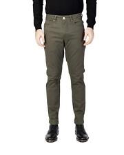Borghese Men's  Cotton Trousers With Zip And Button Fastening In Green