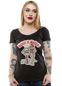 Authentic LUCKY 13 Watch it Juniors Scoop Neck T-Shirt S M L XL 2XL NEW - Picture 1 of 2