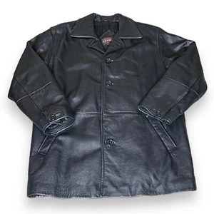 Lucky Leather Black Zip & Button Real Leather Shell Coat Jacket Men’s Size S - Picture 1 of 10