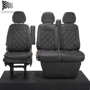 IVECO DAILY FRONT SEAT COVERS LEATHERETTE TAILORED (2014-2022) BLACK 1026 - Picture 1 of 24