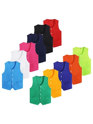 Mens Womens Vest Casual Waistcoat Irregular Hem Top Waiter Unisex Photo Outfits - Image 1 of 4