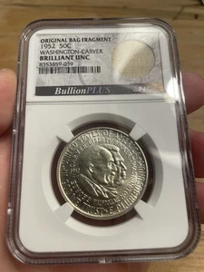 1952 50C Washington-Carver Commemorative Half-NGC BU Original Bag Fragment. (60) - Picture 1 of 9