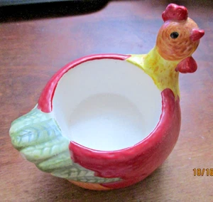 Yankee Candle Rooster Tea Light Holder Orange Ceramic Red Green Chicken Retired - Picture 1 of 7